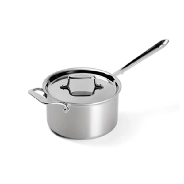 D5 Stainless Brushed 5-ply Bonded Cookware; Sauce Pan with lid; 4 quart