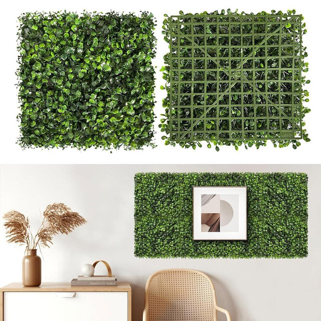 Artificial Grass Wall Panels, 16 PCS 10"x10" Boxwood Hedge Wall Panels with 100 Zip Ties, Boxwood Panels Backdrop for Outdoor Indoor Decorative Garden Fences Backyard Patio Privacy Hedge