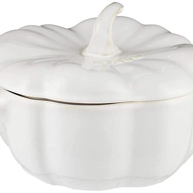 STAUB Ceramics Pumpkin Cocotte, 24-oz, Rustic Ivory