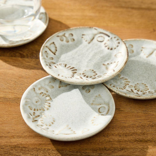 Kiku Stoneware Floral Coasters, Set of 4