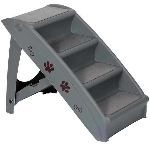 Foldable Pet Dog Stairs for Large Small Dogs Nonslip Dog Steps for High Bed Sofa Couch at Home and Vehicle Dog Ramp for Dogs to get on Bed (Grey)