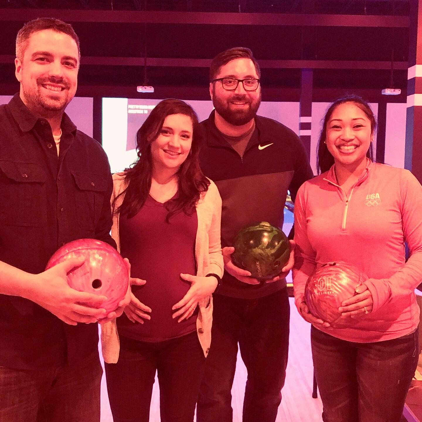 Bowling before Baby Lola was born.