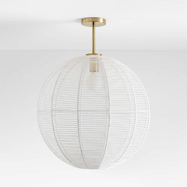 Ivory Woven Rope Large Sphere 22" Kids Flush Mount Ceiling Light