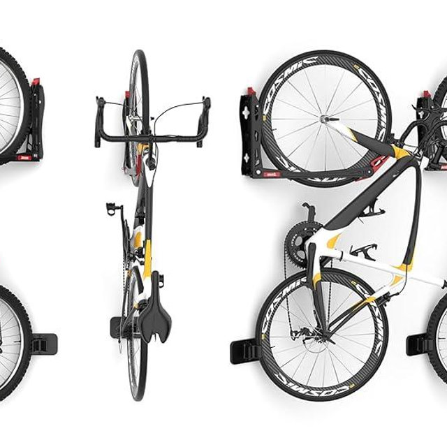 TORACK BIKEPAL No Lifting Swivel Bike Racks, Space Saving Wall Mounted Bike Holder for Garage, Vertical Bike Wall Hangers for Home Bike Storage Solution (4 Pack)