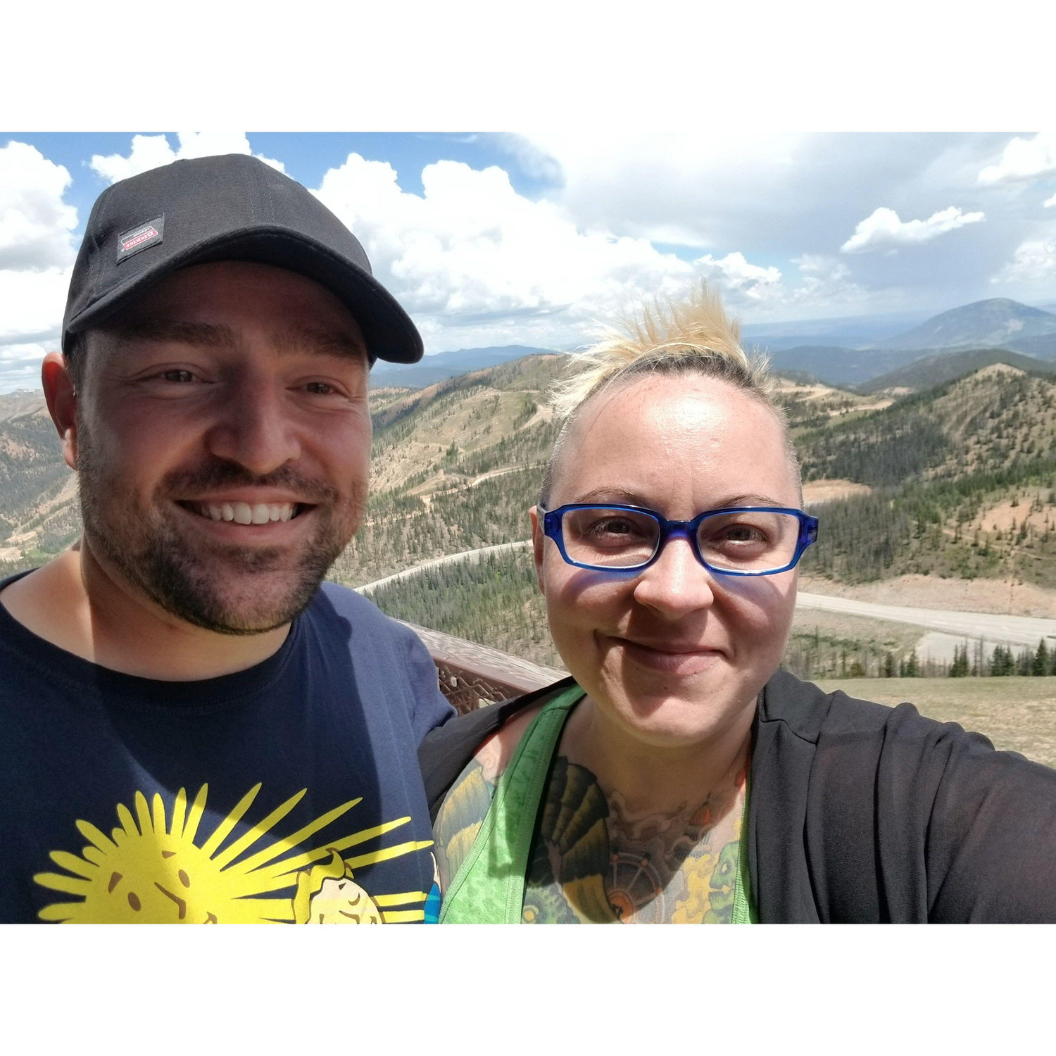This photo was taken at the top of the Monarch Crest Tramway in Colorado! It was extremely high up, and we were able to stand on both the Atlantic and Pacific plates.