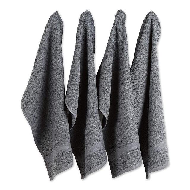 DII Waffle Terry Collection Dishtowel Set, 15x26, Mineral Gray 4 Count