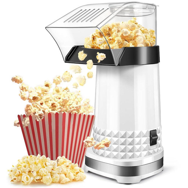 Hot Air Popcorn Popper with Measuring Cup(Butter Melting Tray), Electric Popcorn Machine, Easy to Use, No Oil, Space Saving, Popcorn Maker Gift for Popcorn Fans