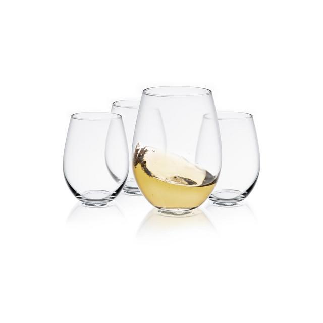 JoyJolt Spirits Stemless Wine Glasses Set of 4 Wine Glasses for Red or White Wine - 19-Ounces