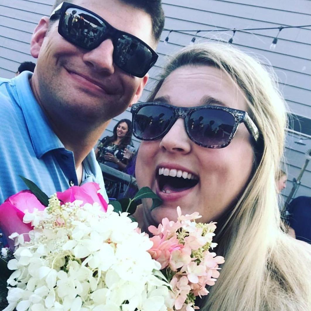 When Michelle caught the bouquet at a wedding two months before M & M got engaged!