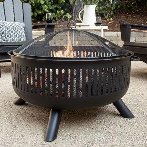 allen + roth 31.5-in W Steel Round Portable Wood-Burning Fire Pit