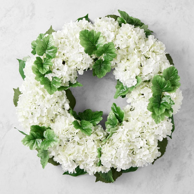 UV Protected Faux White Hydrangea Wreath