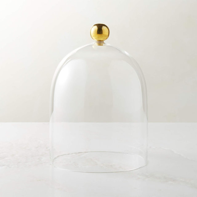 Glass Cloche with Unlacquered Brass Knob