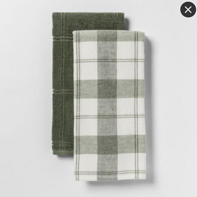 Check With Solid Kitchen Towel 2pk - Threshold™