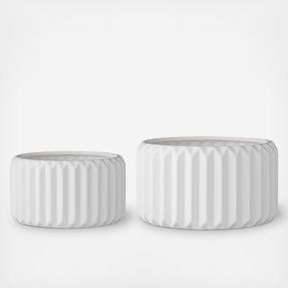 Various Round Fluted Flower Pot, Set of 2