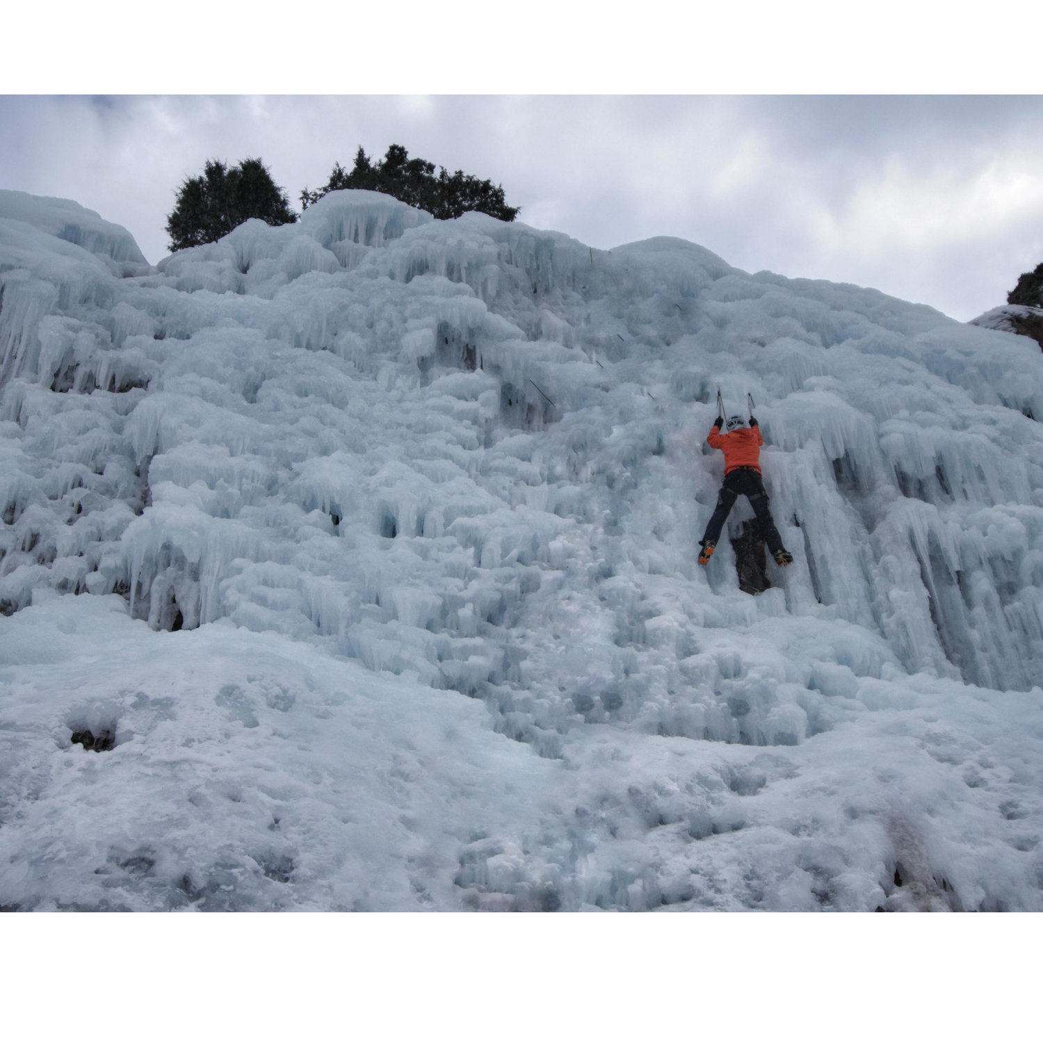 He got me into ice climbing, which was not something I thought humans should climb...and still requires a helmet.