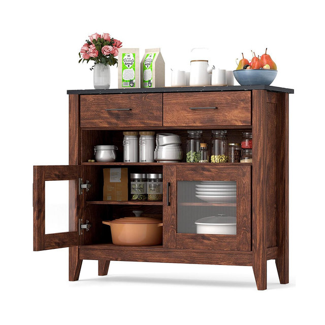 Slickblue Coffee Bar Cabinet with 2 Drawers and 1 Open Compartment