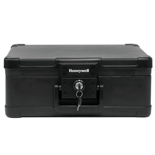 Honeywell Safes & Door Locks 30 Minute Fire Resistant & Waterproof Safe Box With Carry Handle - 1503 (.24 Cu Ft.), Black