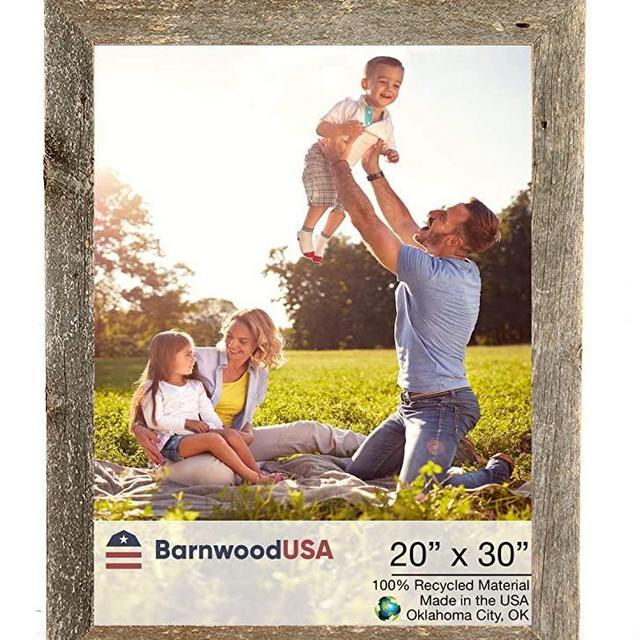 BARNWOODUSA | Farmhouse 20x30 Picture Frame | 1 1/2 inch Molding | 100% Reclaimed Wood | Rustic | Natural Weathered Gray