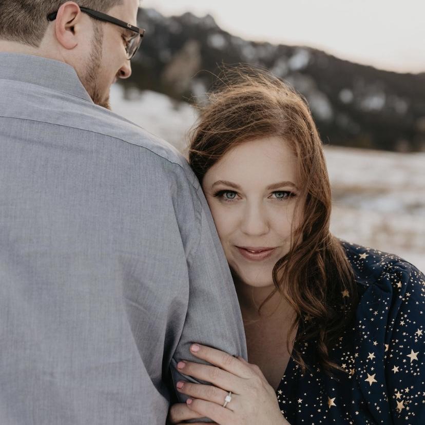 Engagement photos. February 2024 in Boulder, Colorado. It was 32 degrees and freezing.