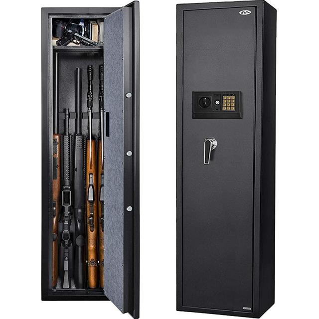 Moutec Large Electronic Rifle Safe, Quick Access 5-Gun Large Metal Rifle Gun Shotgun Security Cabinet (with/Without Scope) with Pistol/Handgun Lock Box