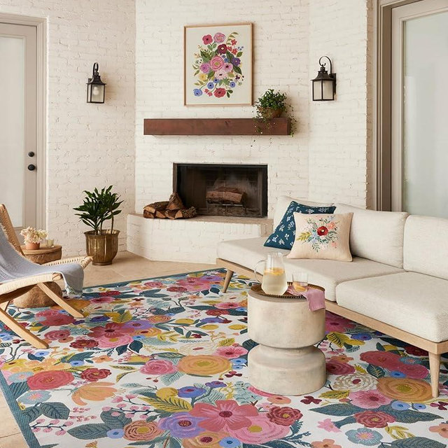 Loloi Rifle Paper Co. Perennial Collection Garden Party PRN-04 Rose/Multi 6'-7" x 9'-4" Indoor/Outdoor Area Rug