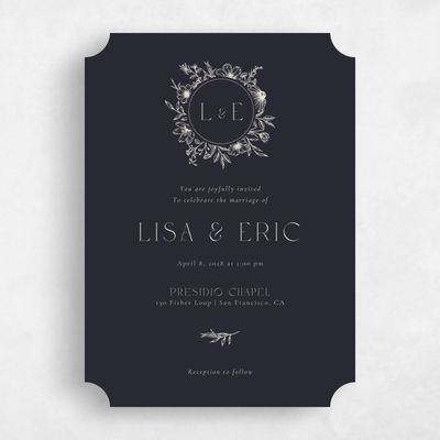 Black Ticket Wedding Invitation - Wiosna Wreath
