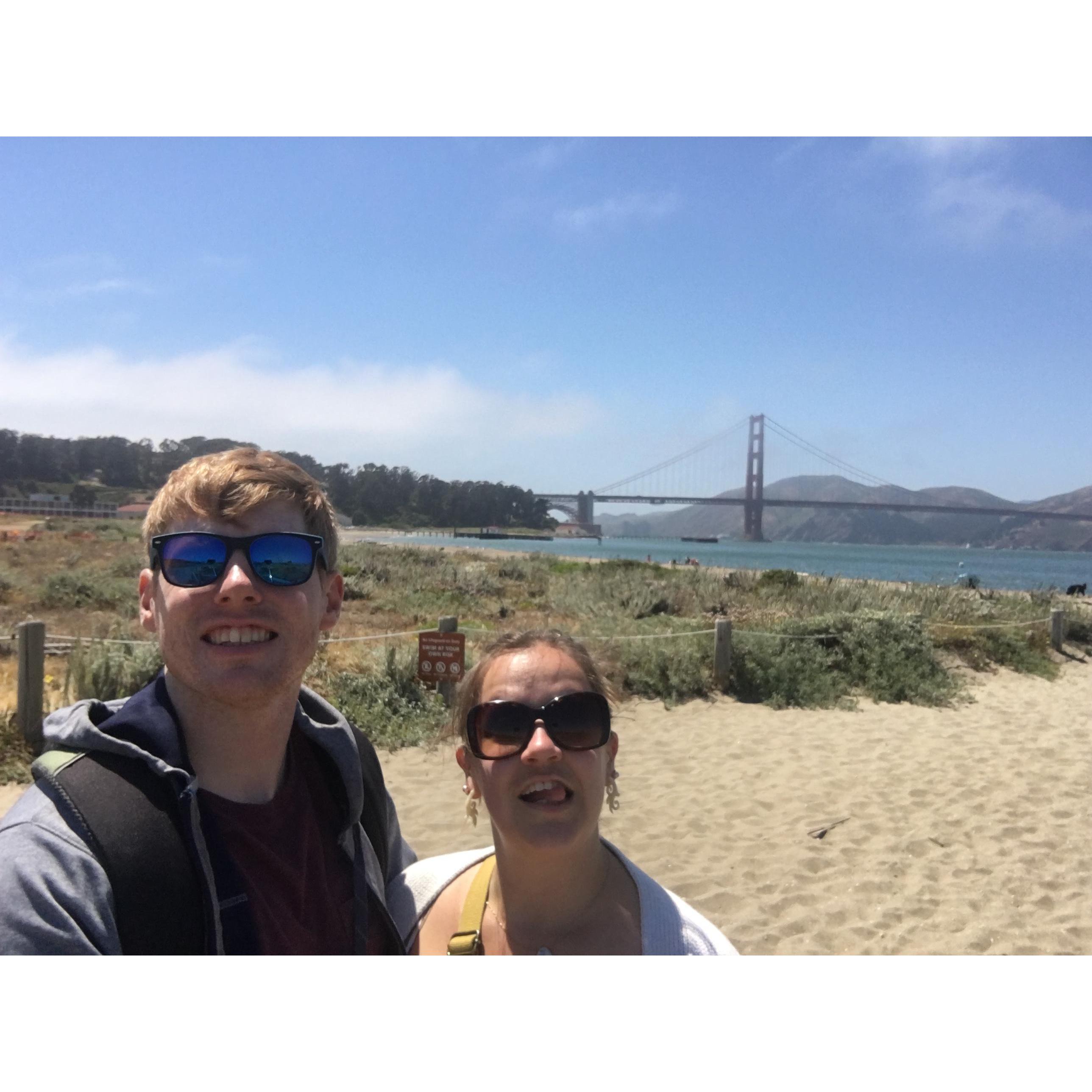 Walking from Golden Gate Bridge to the Wharf...I did not realize he was taking the picture more seriously