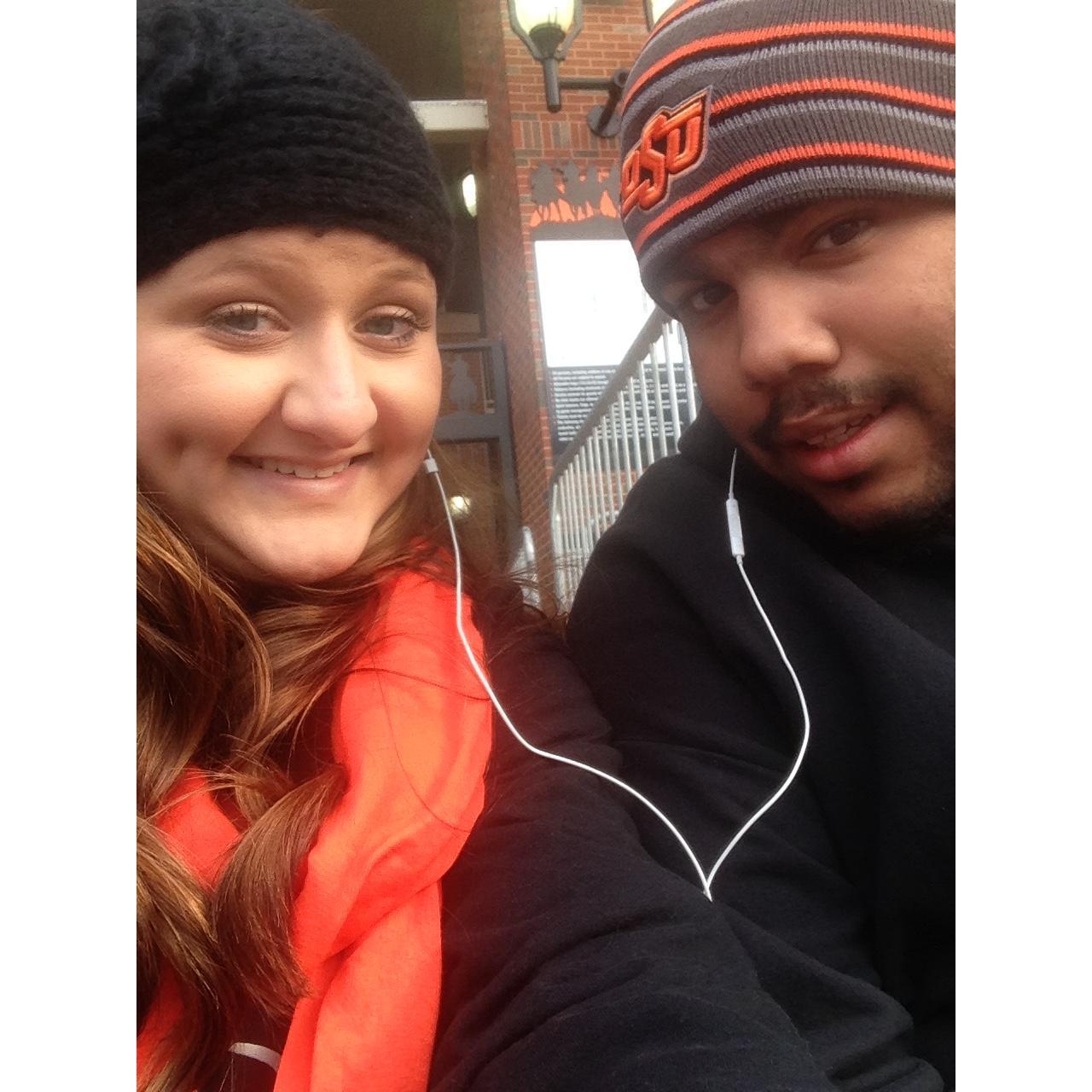 Waiting in line in the freezing cold for an OSU game!