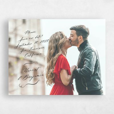 Dark Charcoal, Grey Wedding Save the Date - Josette Photo