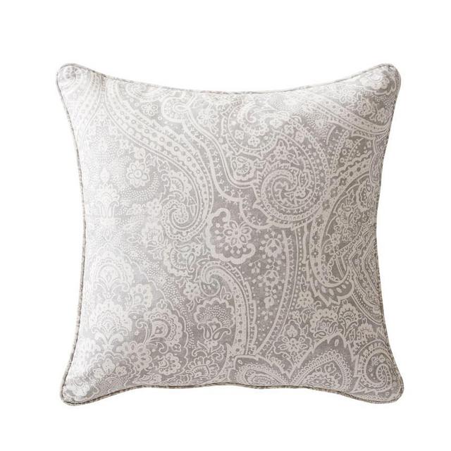 Vanessa Paisley Print Pillow Cover, 20", Gray