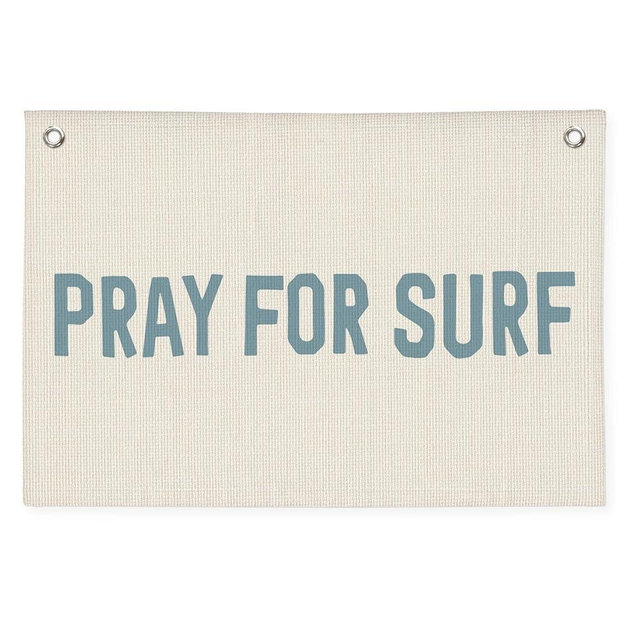 Wheatwin Surf Decor, Coastal Beach Room Decor Aesthetic, Linen Banner Wall Hanging Canvas Banner Flag Decor for Coastal Surfer Room Bedroom Beach - Blue