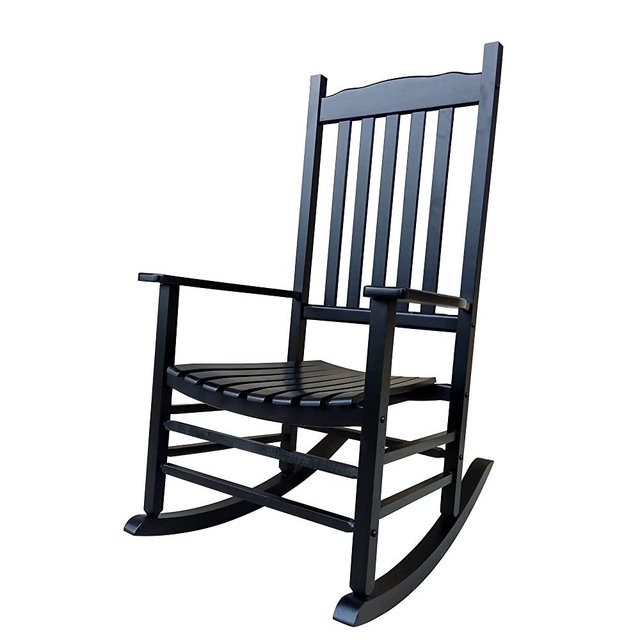 Rocking Rocker - A001BK Black Porch Rocker/Rocking Chair - Easy to Assemble - Comfortable Size - Outdoor or Indoor Use
