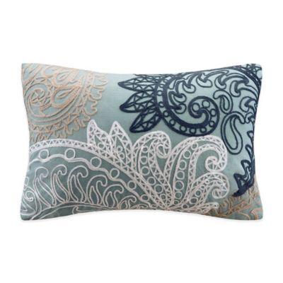 INK+IVY Kiran Embroidered Oblong Throw Pillow in Blue