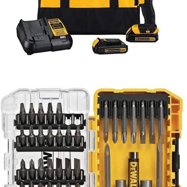 DEWALT DCD771C2 20V MAX Lithium-Ion Compact Drill/Driver Kit with DW2166 45-Piece Screwdriving Set