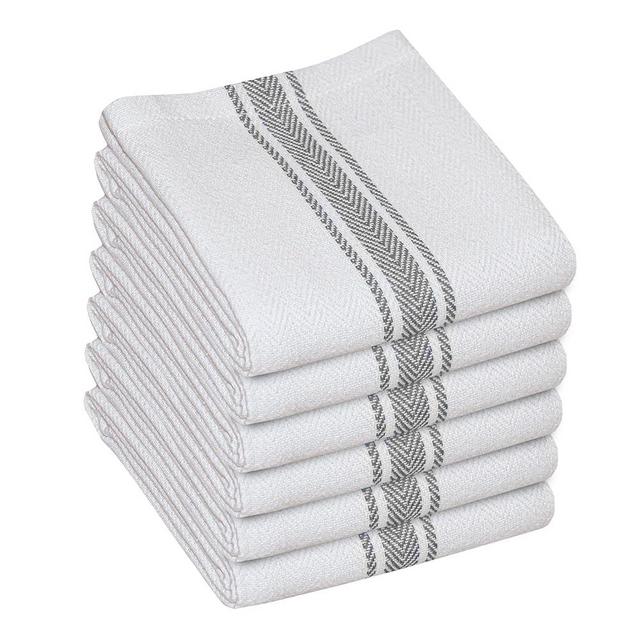 WHITEWRAP Kitchen Towels| Tea Towel for Craft| Cotton Dish Towels| Reusable Bulk Cleaning Cloths Grey Hand Towels| Soft Super Absorbent Quick Dry Dish Rags Machine Washable 6 Pack 15" x 25"