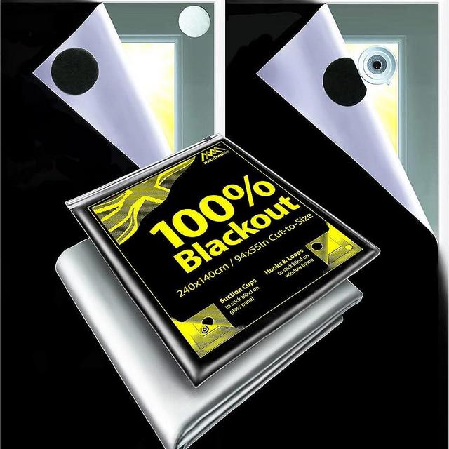 MaximoLife® Ultimate 100% Blackout Blind | Fits Any Window Size & Shape | Super Easy to Set Up and Take Down | 16X Suction Cups 25X Hook Tabs 32X Loop Tabs | Portable Travel Temporary Permanent