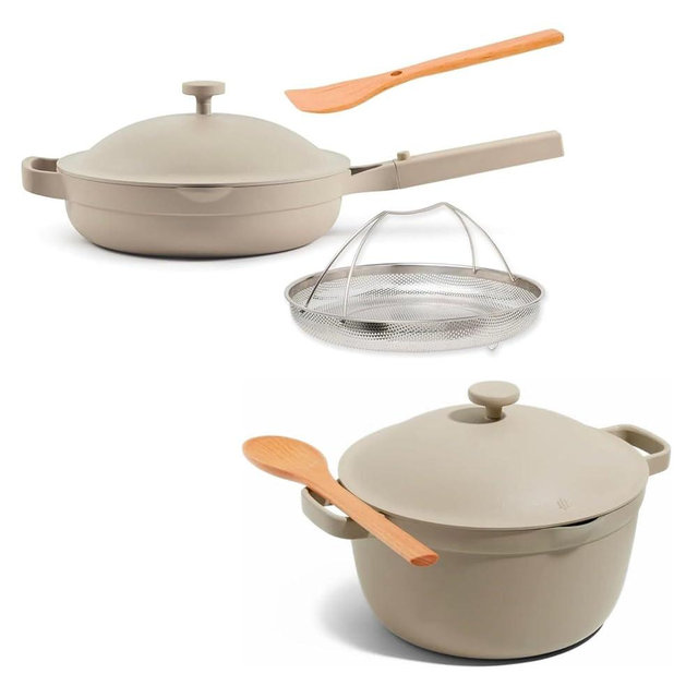 Our Place Cookware Duo - 7-Piece Set Including the Always Pan, Perfect Pot and Spatulas | Multifunctional, Toxin-Free Nonstick | Heat Safe up to 450°F | Oven, Stove, Induction Compatible | Steam