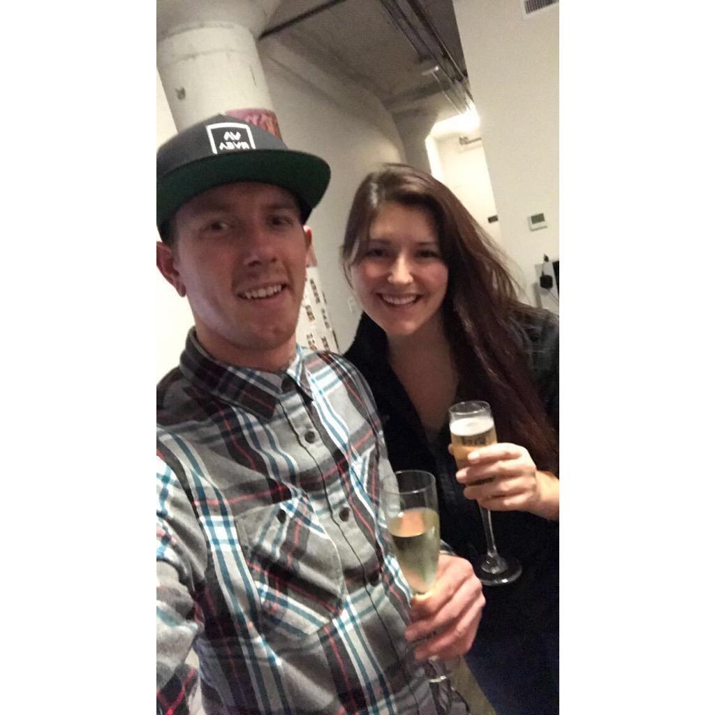 Our 4 year Anniversary. Every year we share a bottle of Champagne and go to a restaurant