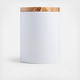 Olivewood & Matte Ceramic Canister