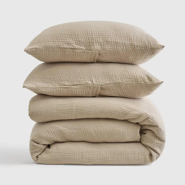 Organic Airy Gauze Duvet Cover Set in Dune