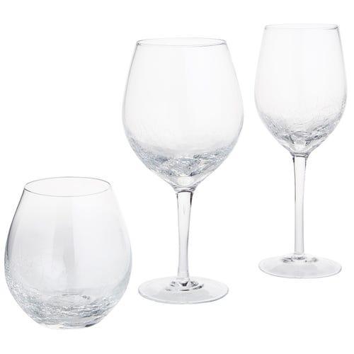 Crackle Clear Stemless Wine Glass