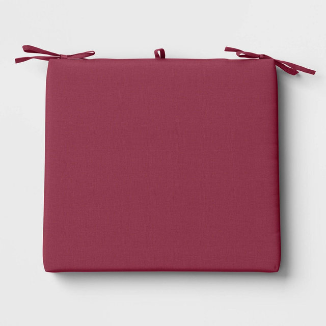 18"x20" Solid Woven Outdoor Chair Seat Cushion Maroon - Threshold™