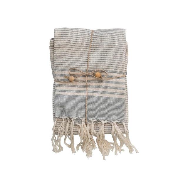 Creative Co-Op Cotton Stripes and Fringe, Set of 3 Styles Tea Towel, Multi