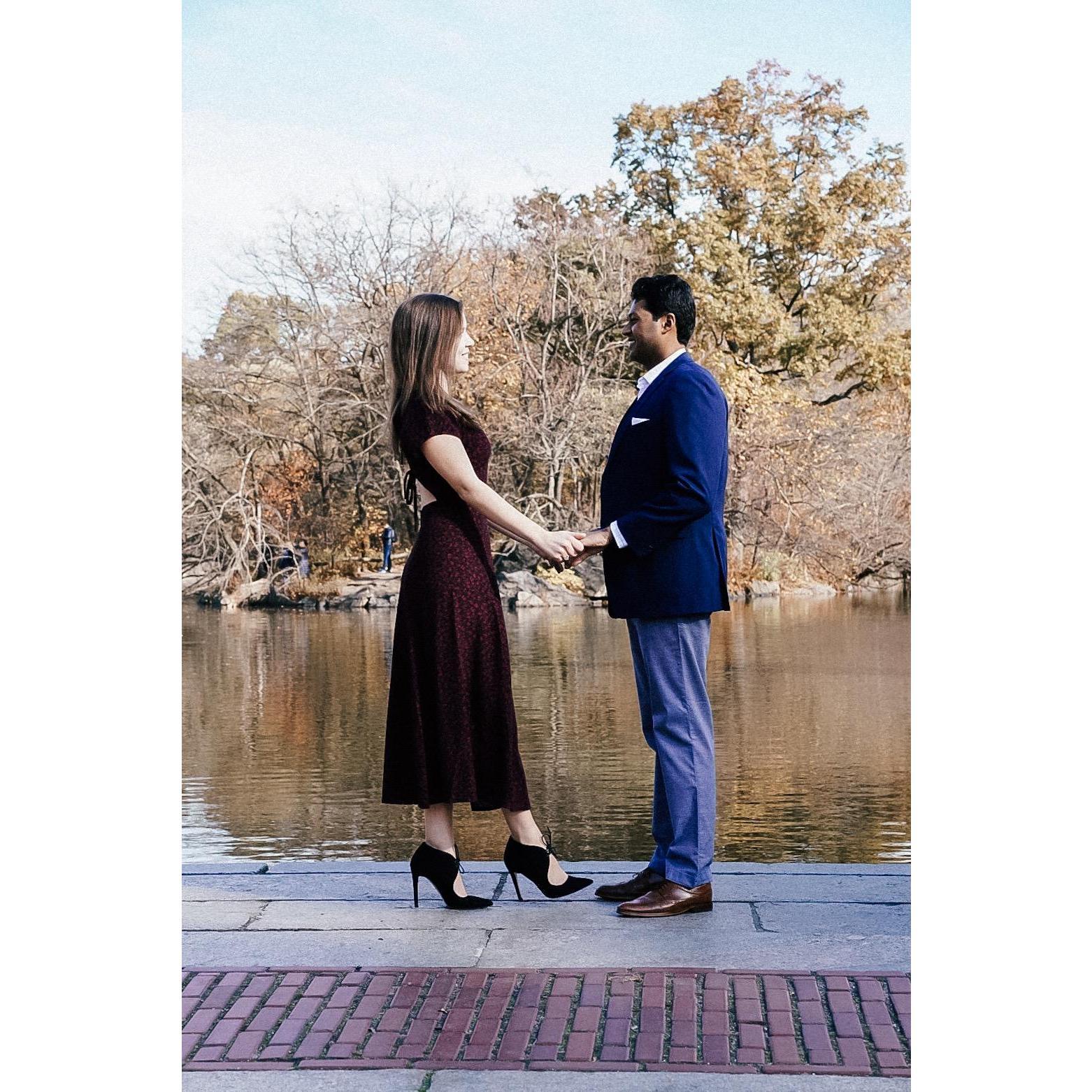 Engagement photo in Central Park, November 2019