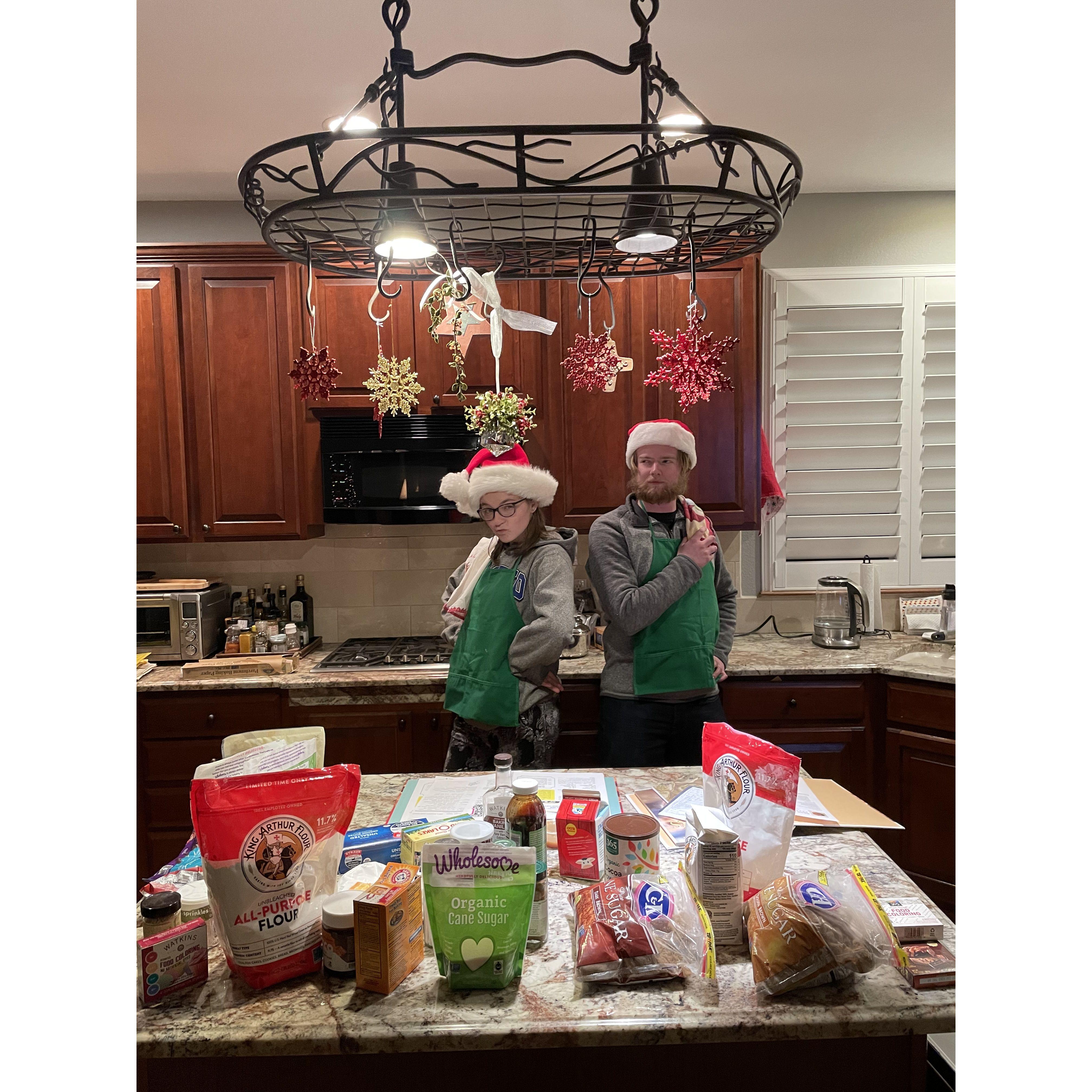 Baking Christmas cookies.