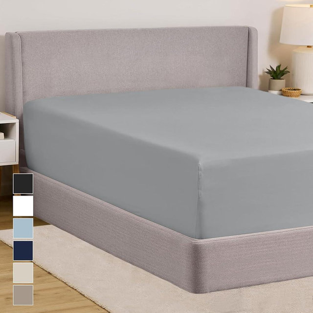 GORILLA GRIP Fitted Sheets, Stay in Place Deep Pocket Bottom Bed Sheets for Mattress, Lightweight Microfiber Sábana, All Around Elastic, Oeko-Tex, Wrinkle and Shrink Resistant, King Size Soft Gray