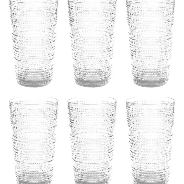 Abode Homewares Beaded Jumbo Drinkware, Indoor/Outdoor, Clear, 16 oz., Set of 6