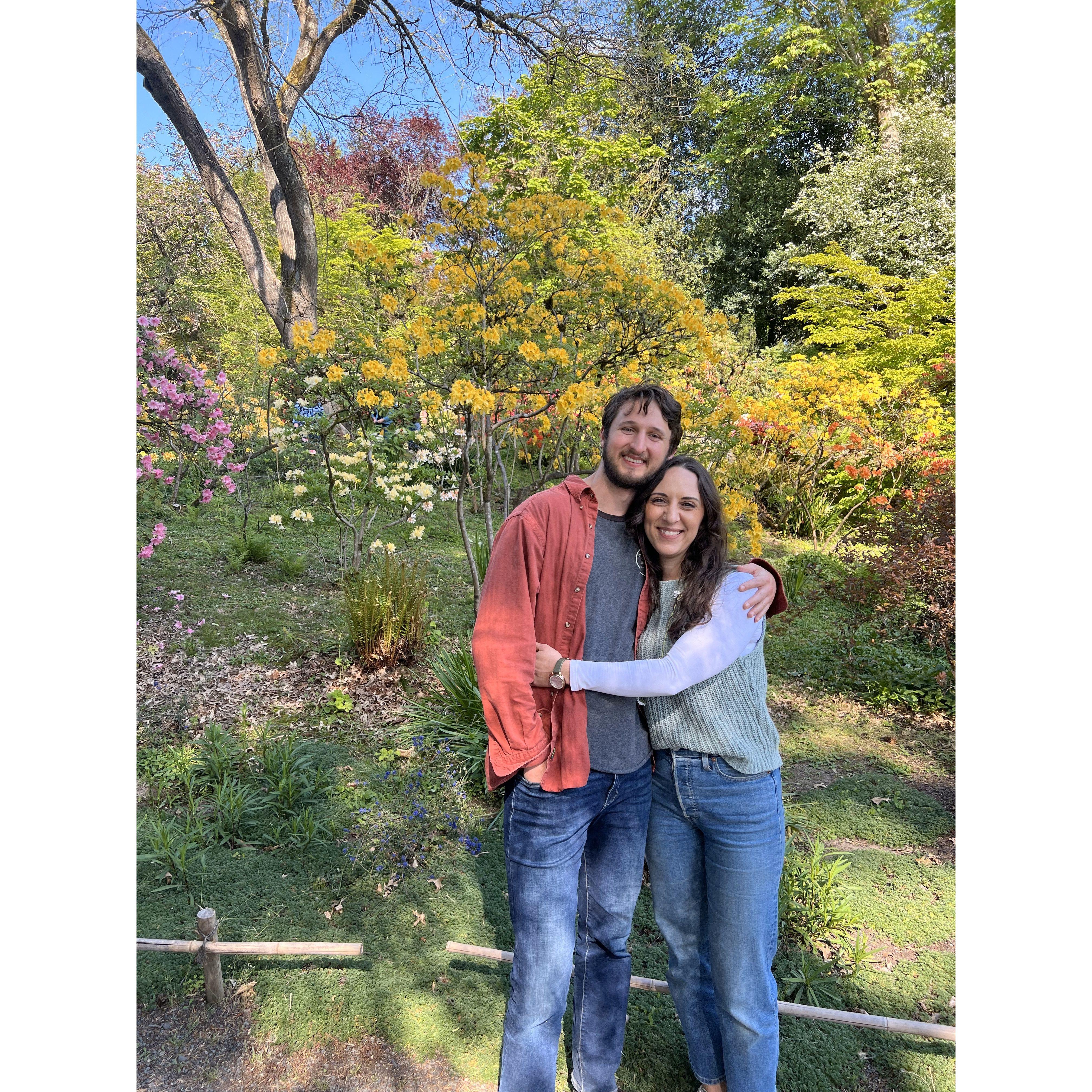 Walking the Rhododendron gardens together.