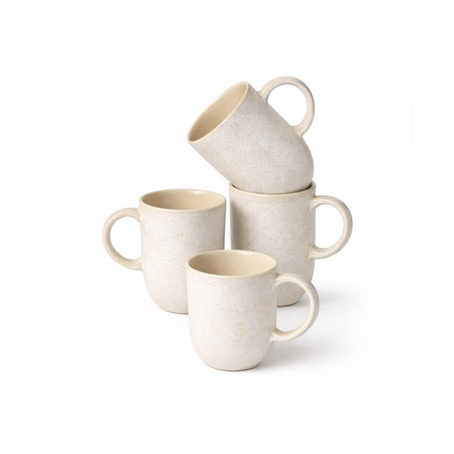 PORTO BRASIL Stoneware Coup Mugs, Set of 4