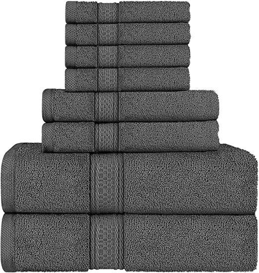 Utopia Towels Towel Set, 2 Bath Towels, 2 Hand Towels, and 4 Washcloths, 600 GSM Ring Spun Cotton Highly Absorbent Towels for Bathroom, Shower Towel, (Pack of 8)